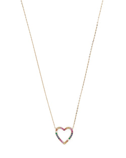Rainbow Sapphire Heart Necklace