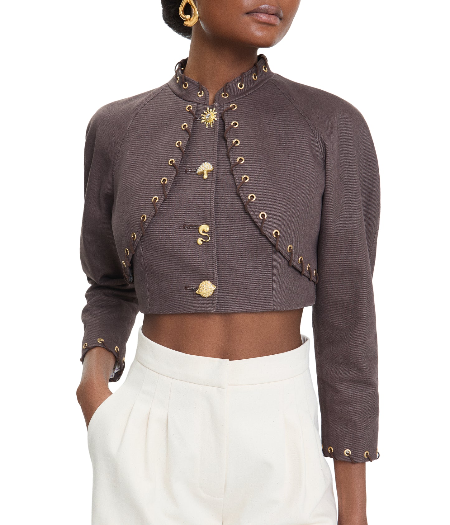 Galaxy Brown Cropped Jacket