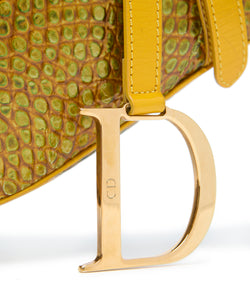 Pre-Owned Christian Dior Crocodile Embossed Leather Saddle Bag