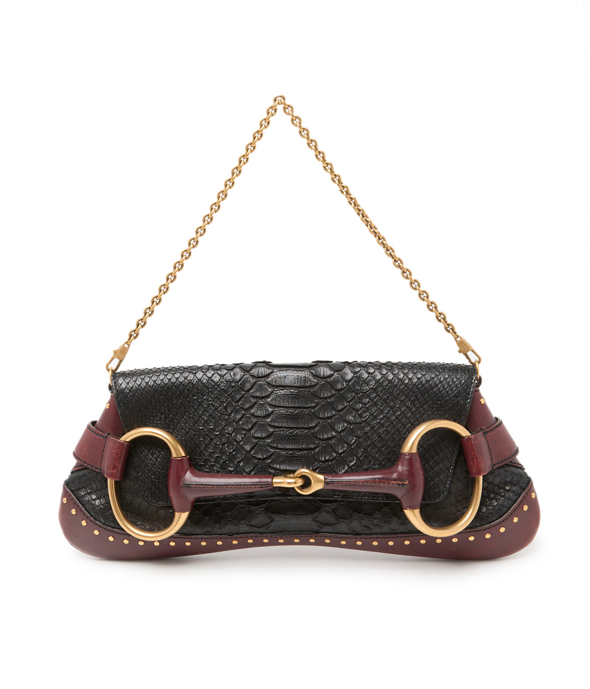 Pre-Owned Gucci Horsebit Tom Ford Python Chain Shoulder Bag