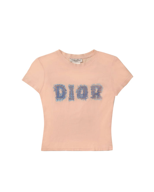 Pre-Owned Christian Dior Denim Print T-Shirt