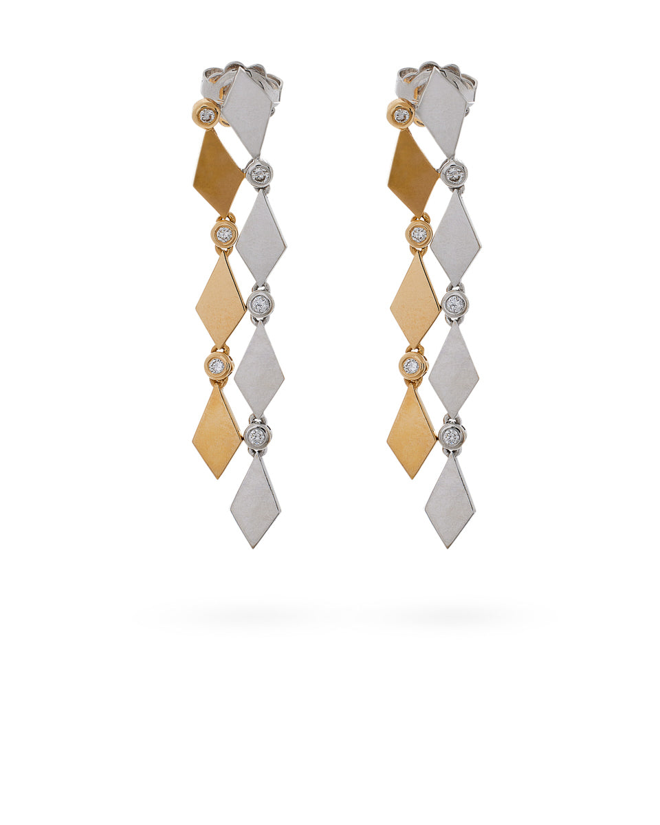 18k Gold Mosaic Long Earrings