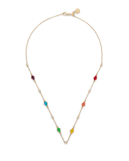 18K Gold Mosaic Choker With Multicolored Enamel