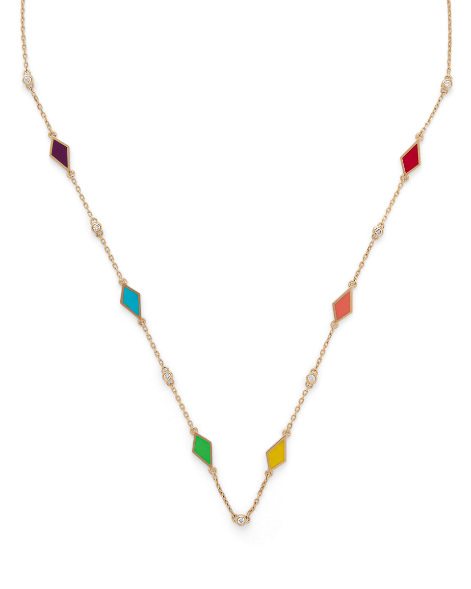 18k Gold Mosaic Choker With Multicolored Enamel