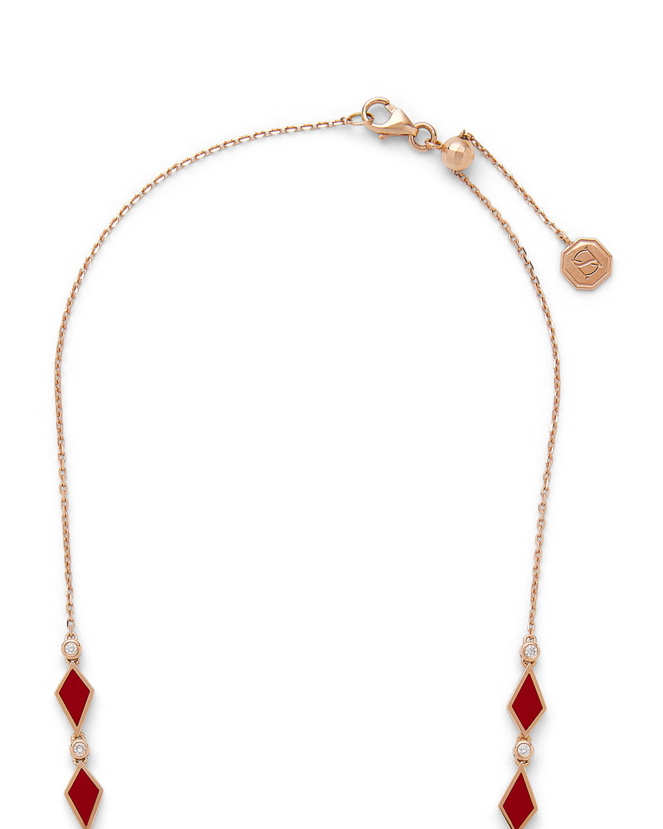 18k Rose Gold Reversible Pink Ombre Mosaic Necklace