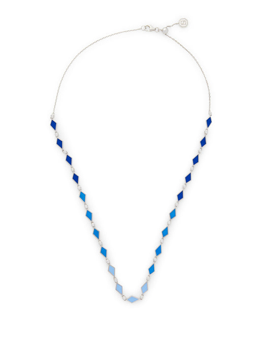 18k White Gold Reversible Blue Ombre Mosaic Necklace