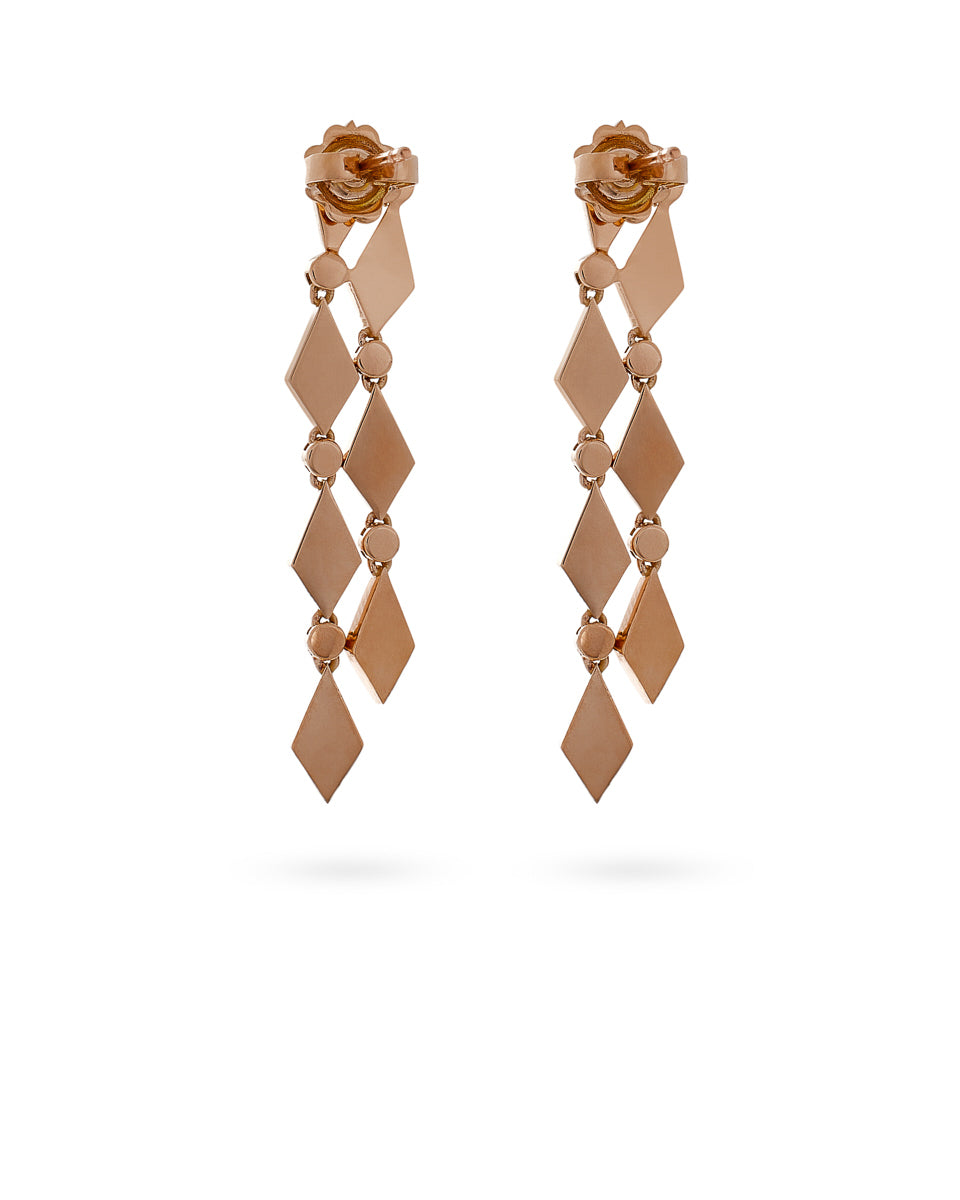 18k Gold Mosaic Long Earrings With Enamel