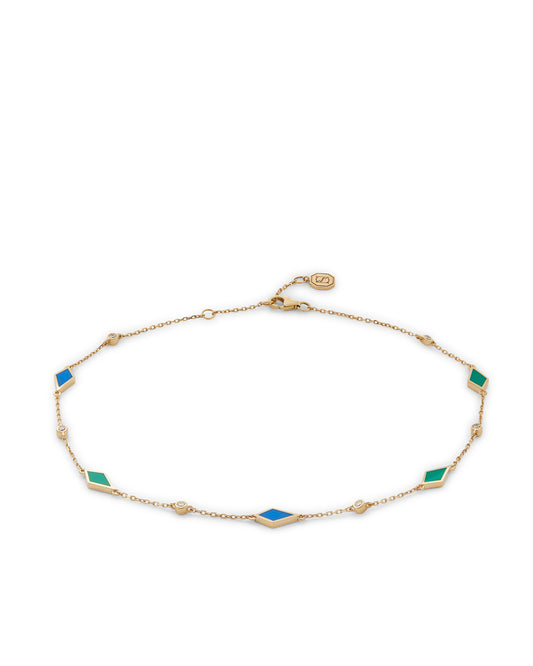 18k Gold Mosaic Anklet With Enamel