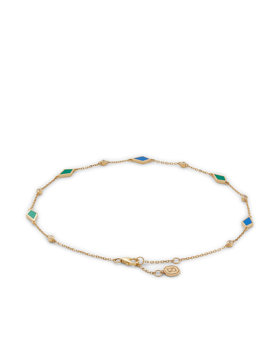 18k Gold Mosaic Anklet With Enamel