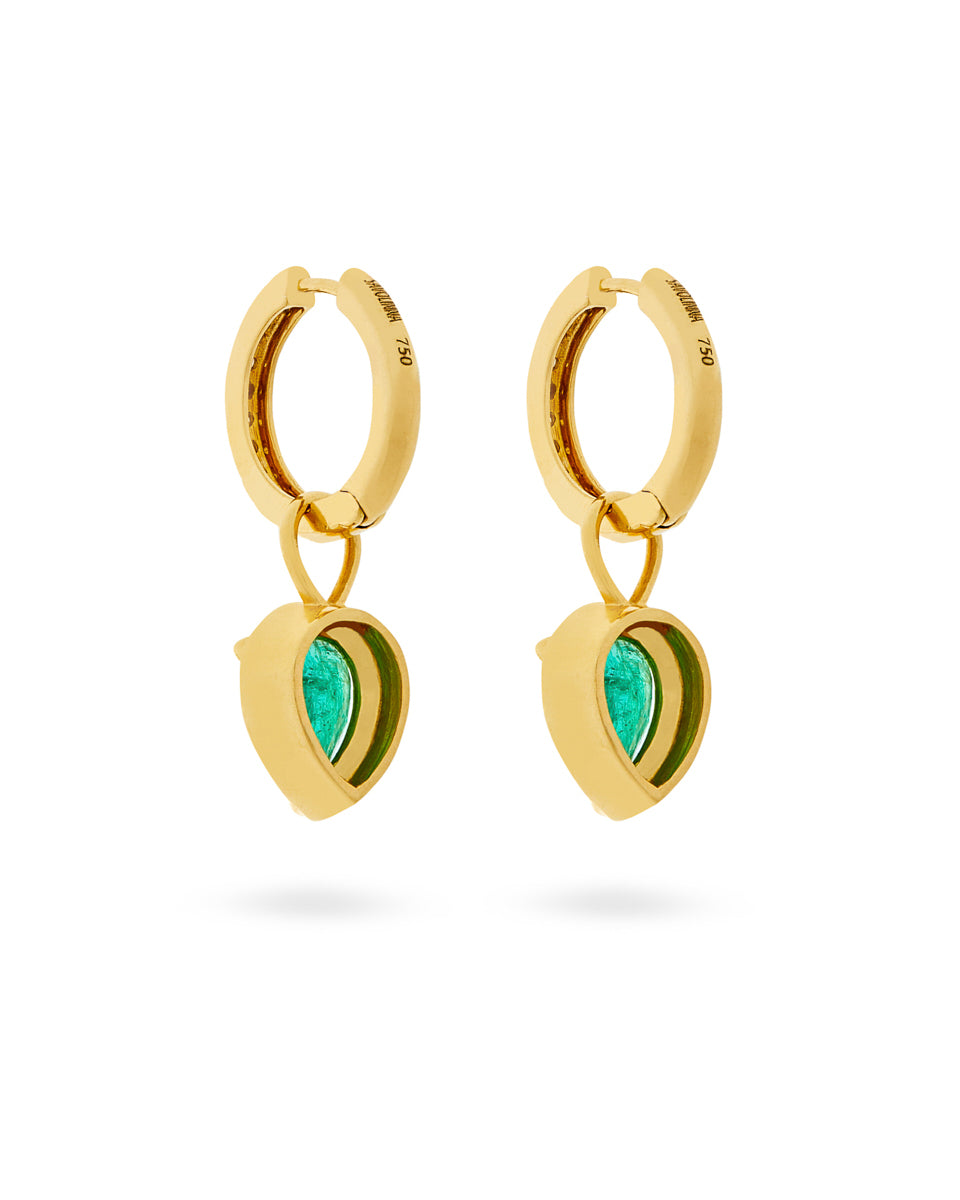 Capsule Dangling Pear-Shaped Emerald Earrings