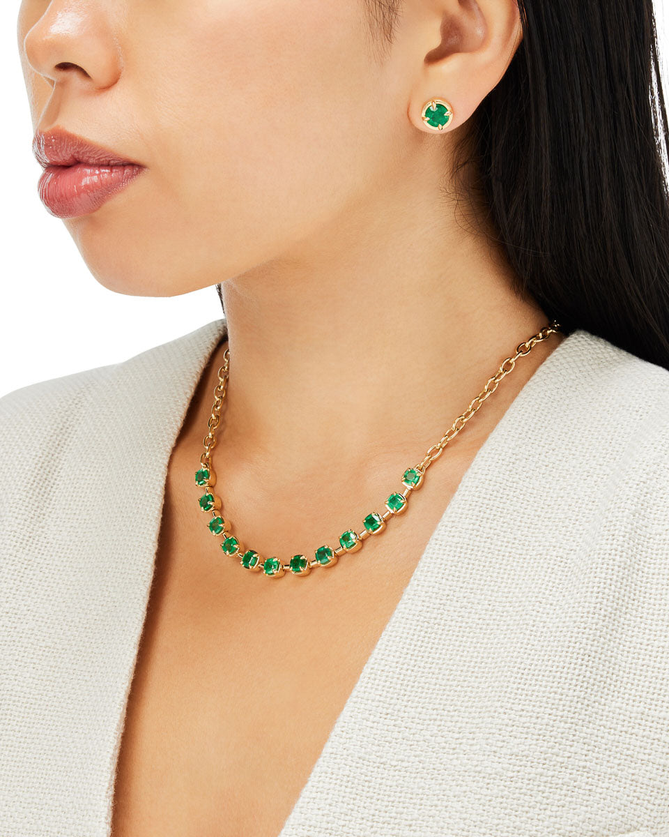 Capsule Cushion-Cut Emerald Necklace