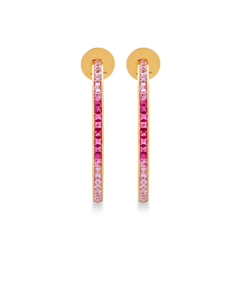 Be Spiked Single Row Maxi Hoops With Pink Sapphires
