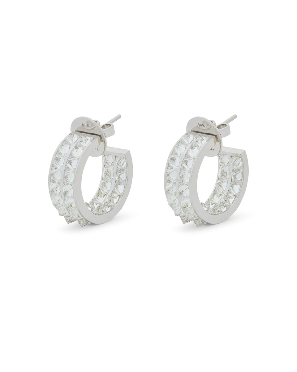 Be Spiked Double Row Hoops With Diamonds