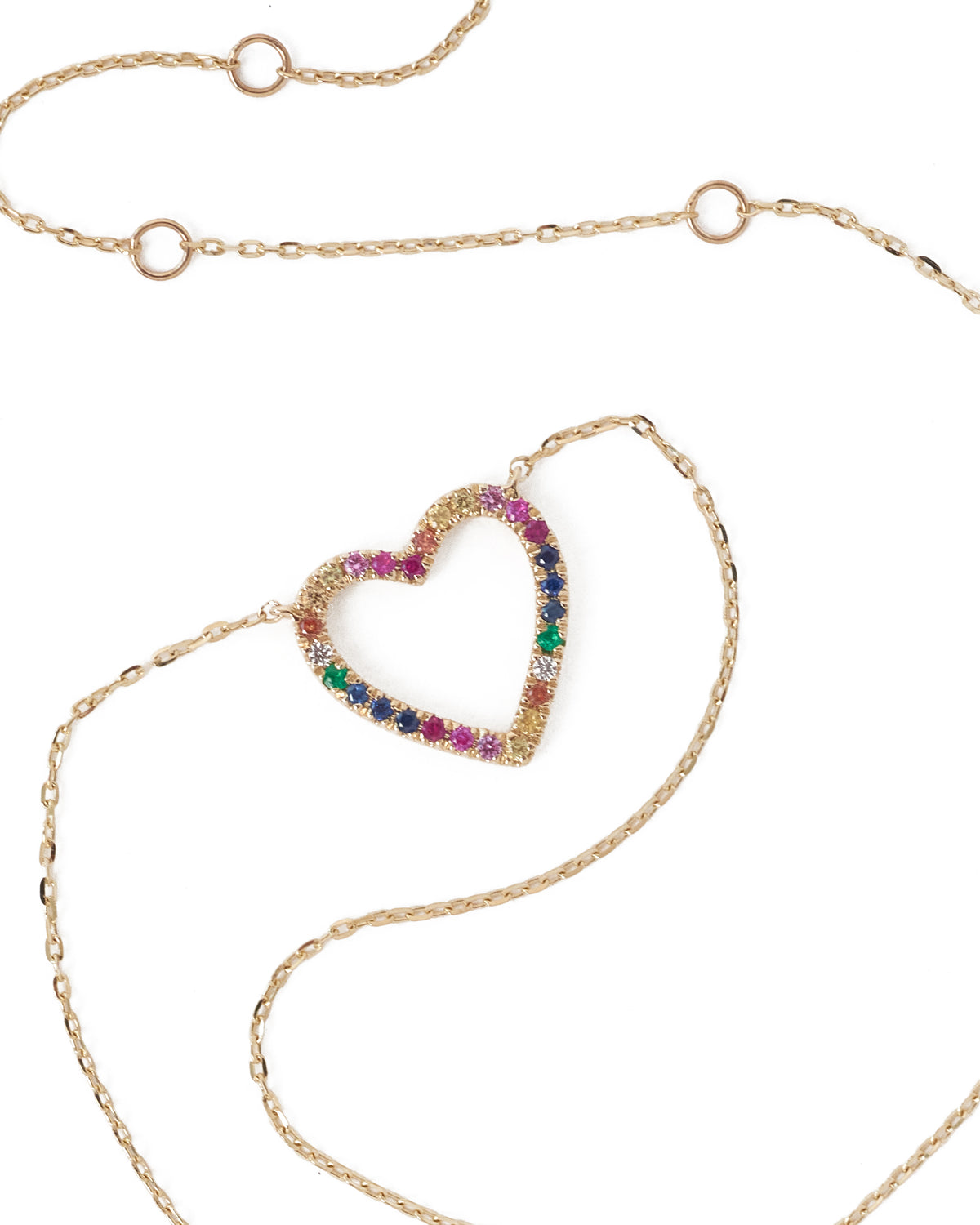 Rainbow Sapphire Heart Necklace
