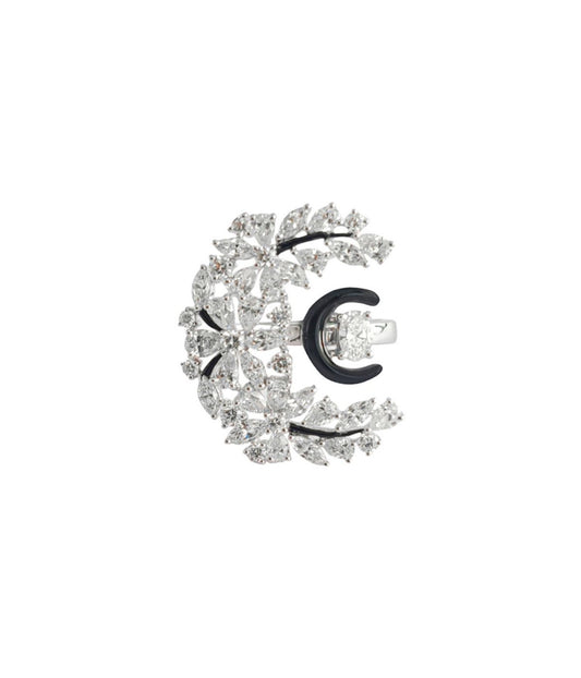 Crescent 18K White Gold Diamond Ring