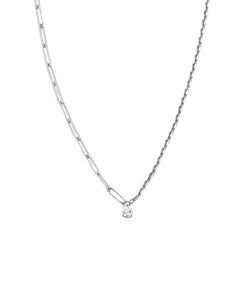 Solitaire Poire 18K White Gold Diamond Necklace