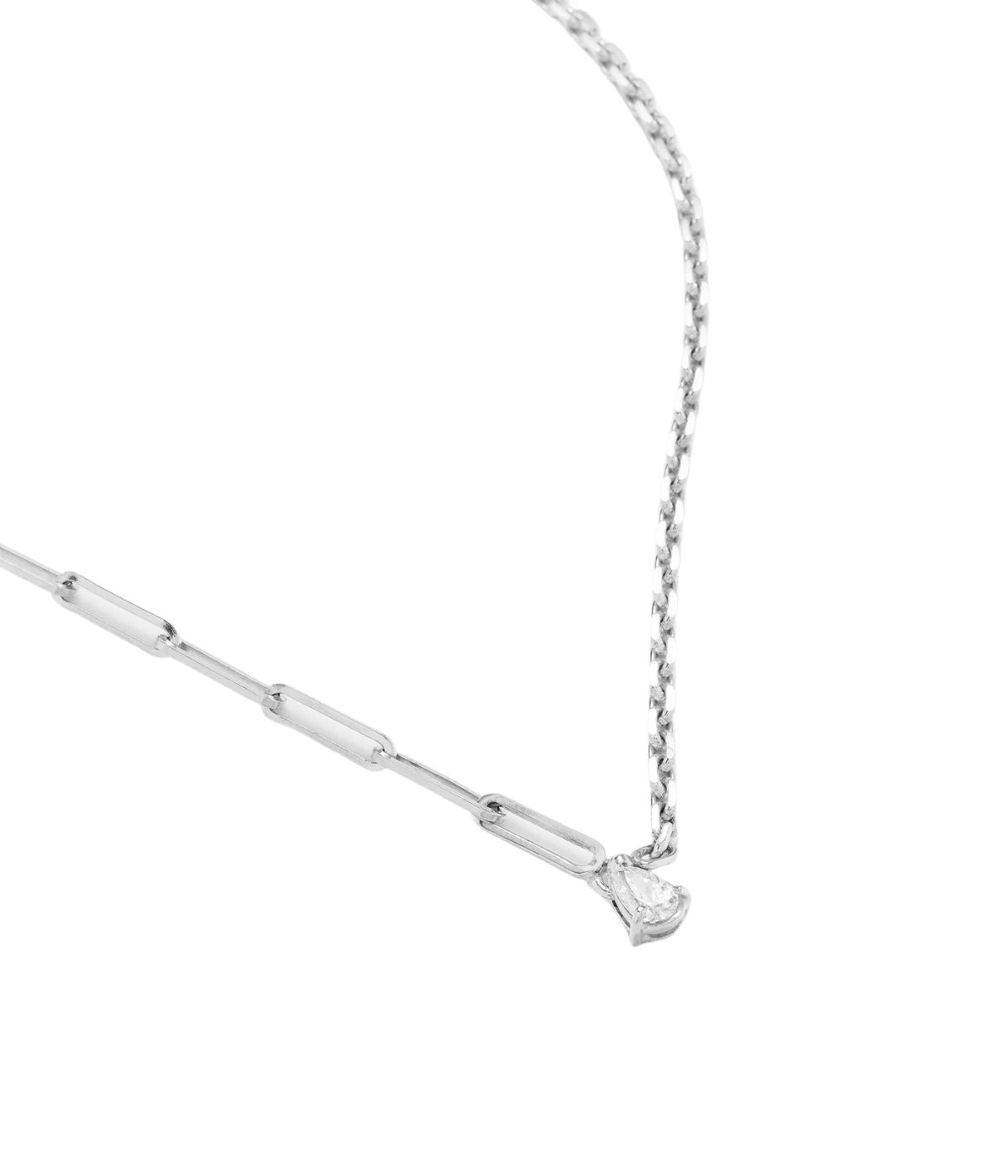 Solitaire Poire 18K White Gold Diamond Necklace