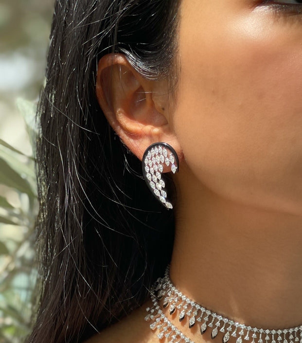 Angel Wings 18k white gold diamond earrings
