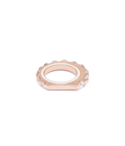 The Brilliant Round Enamel 18K Rose Gold Pinky Ring