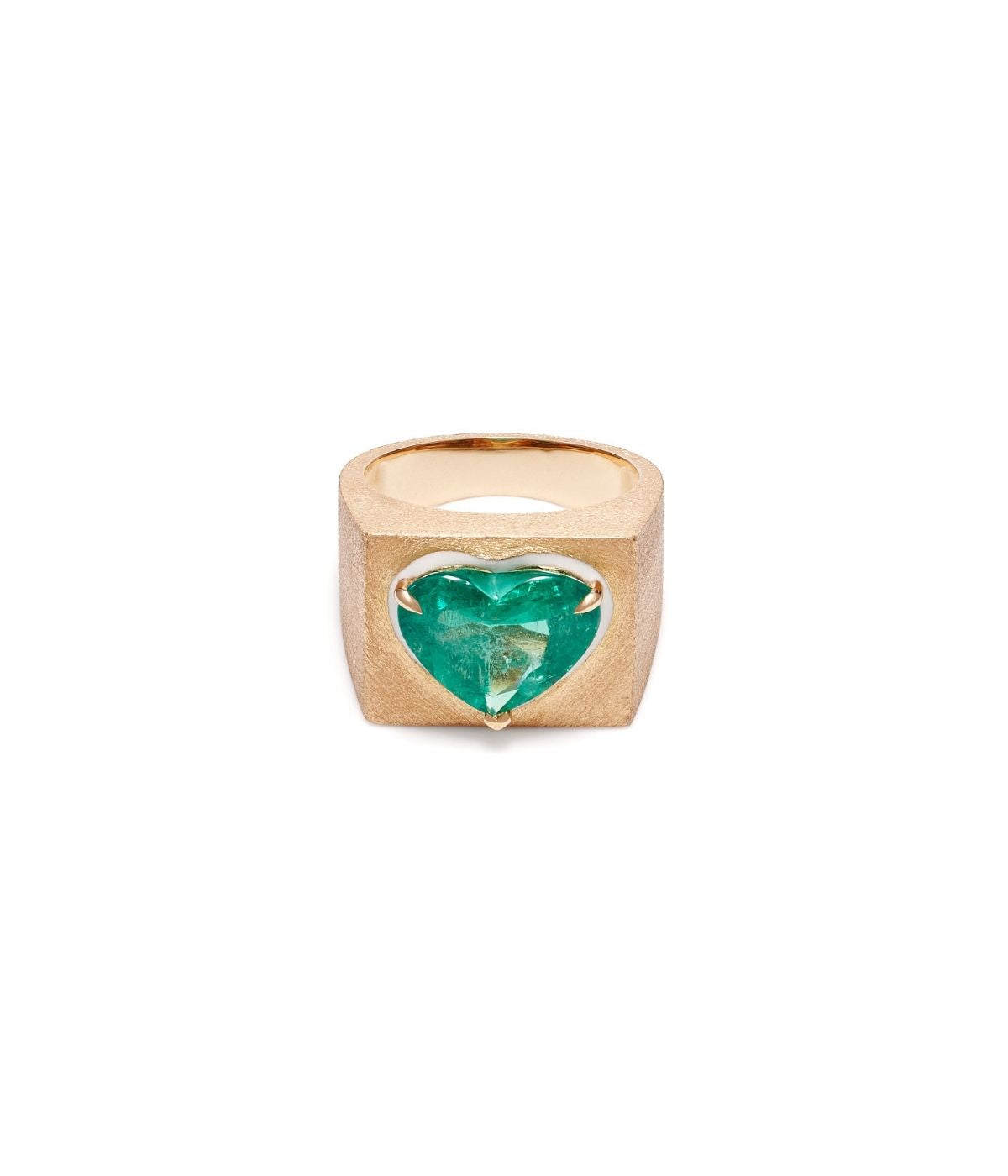 18K Yellow Gold Emerald Heart Ring