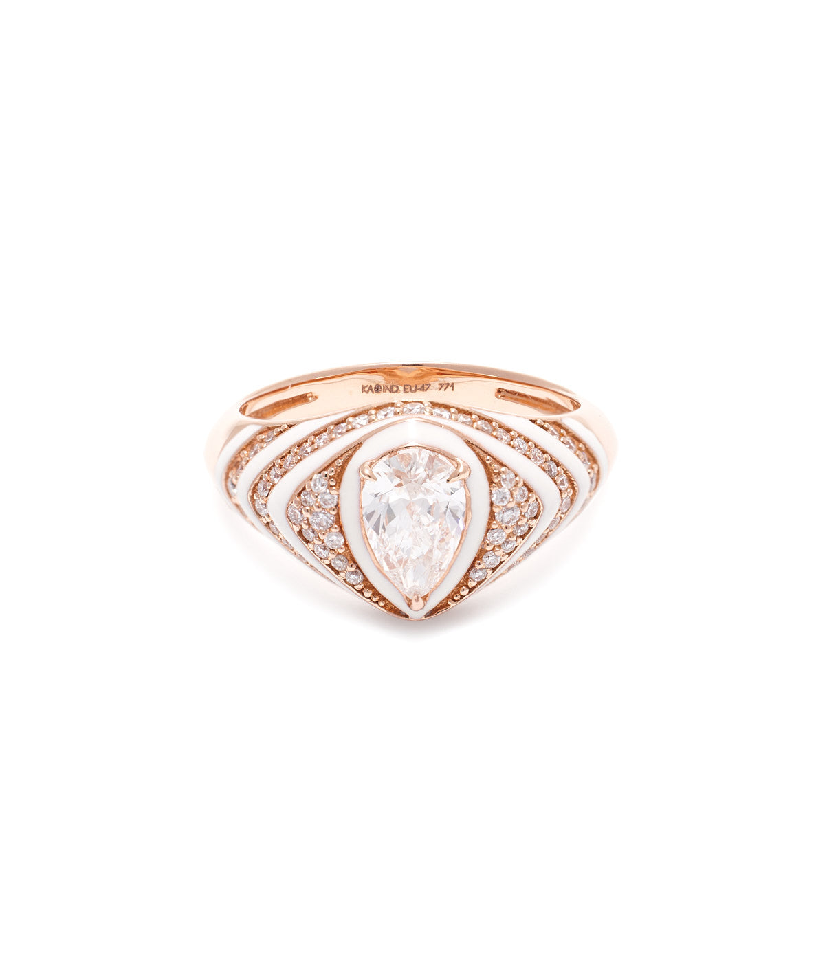 18k white gold pear cut diamond pinky ring - white