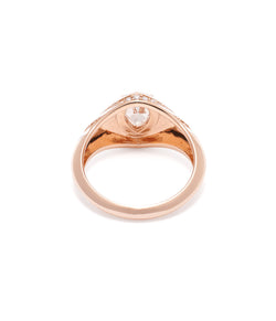 18K Rose Gold Pear Cut Diamond Pinky Ring