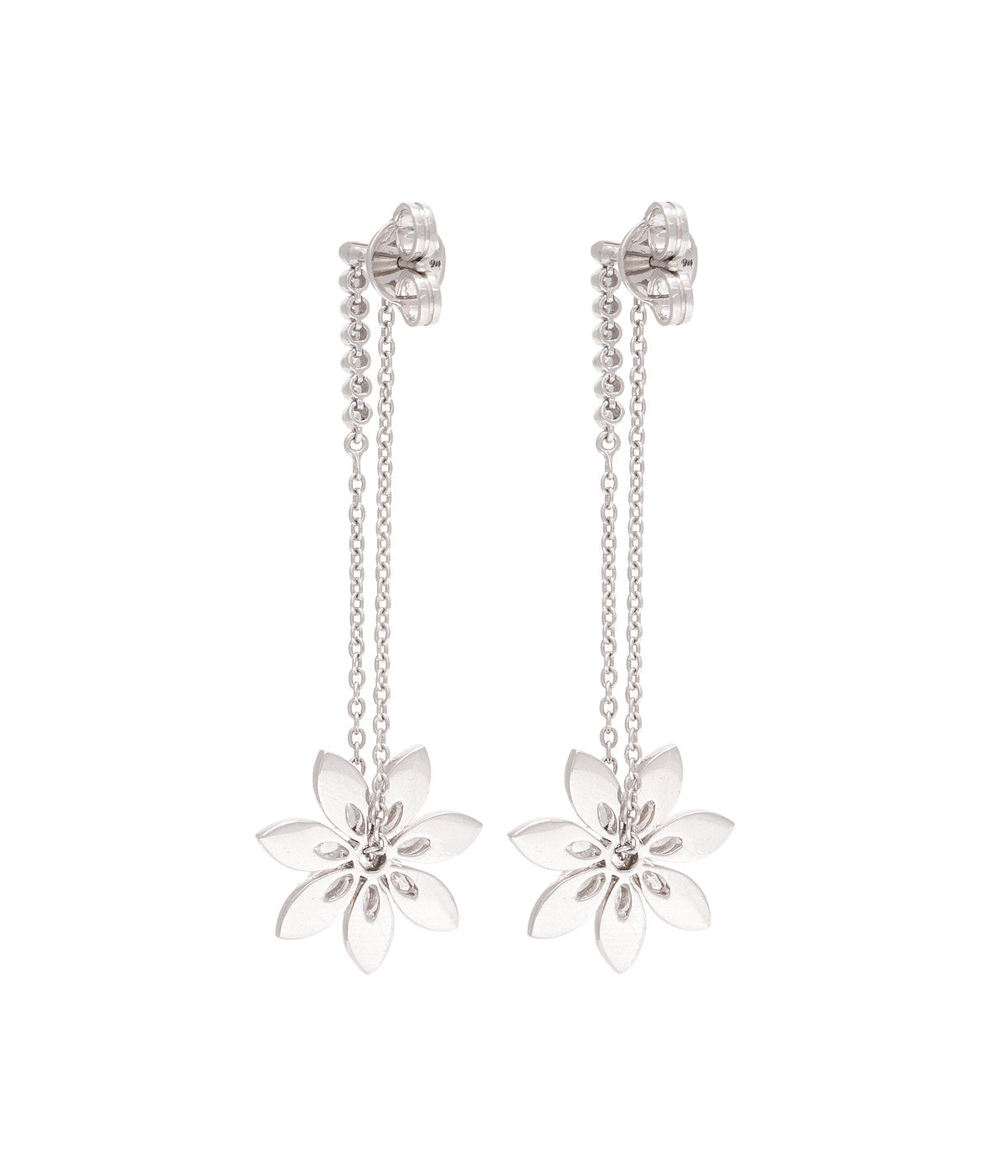18k White Gold Dual Toned Flora Marquise Drop Earrings