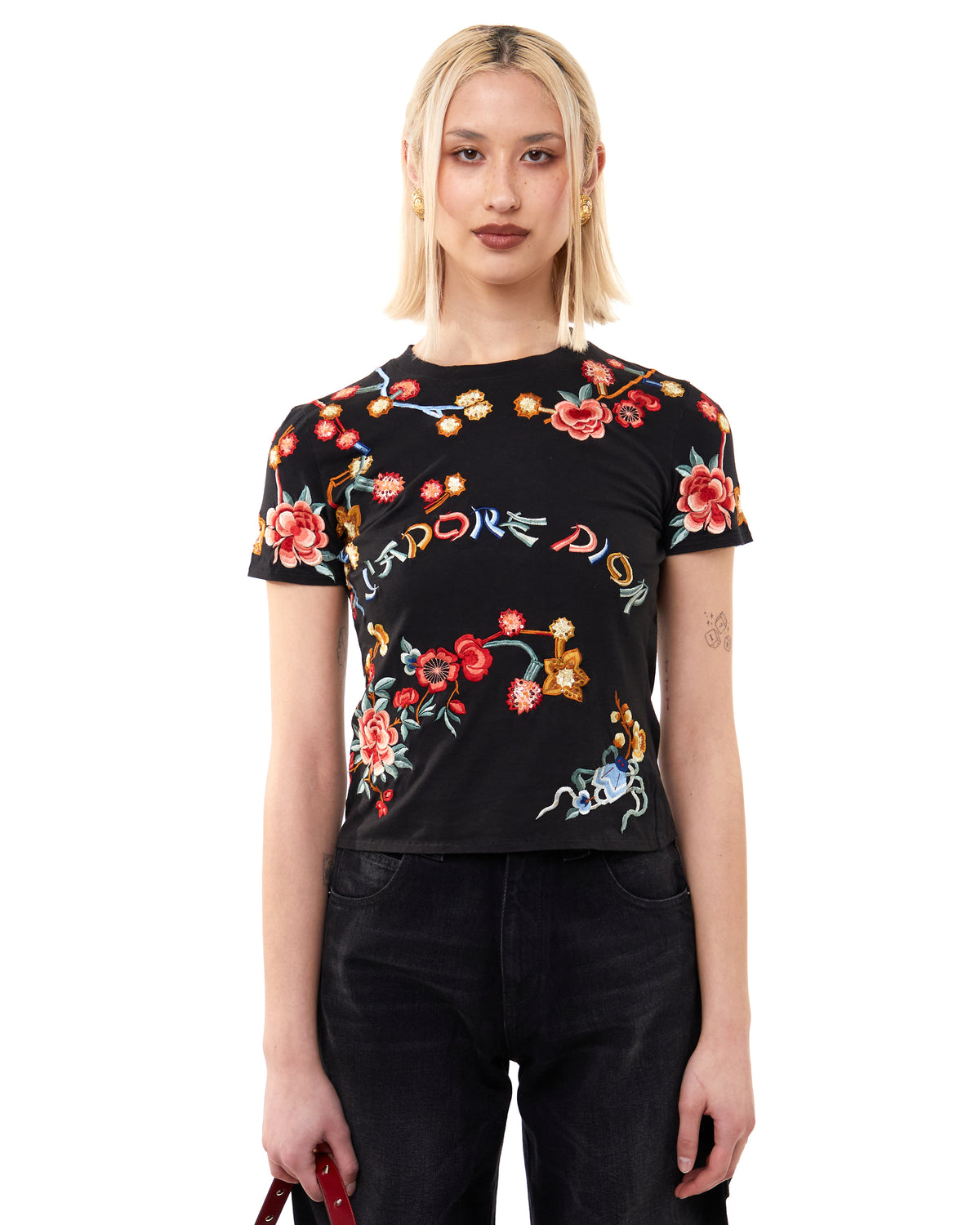 Pre-Owned Floral Embroidered J'adore Dior T-Shirt