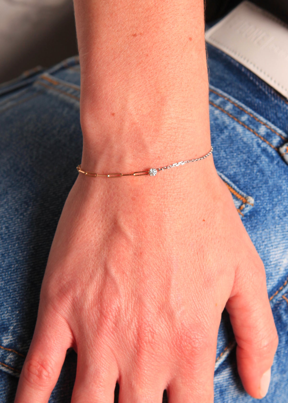 Solitaire Poire 18k gold diamond bracelet