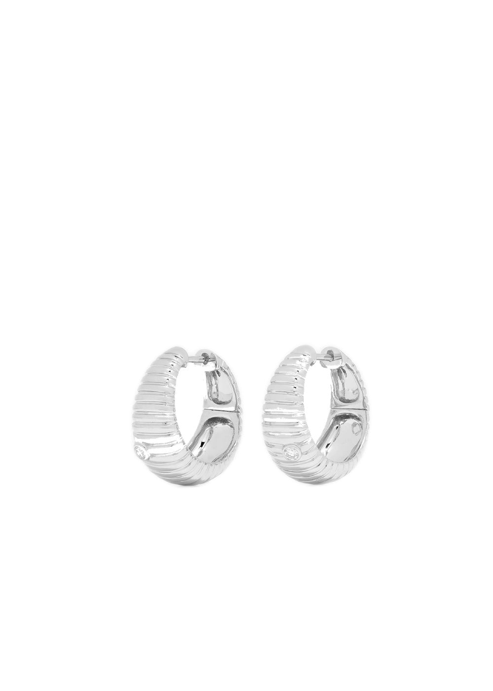 Berlingot 9k white gold diamond hoop earrings