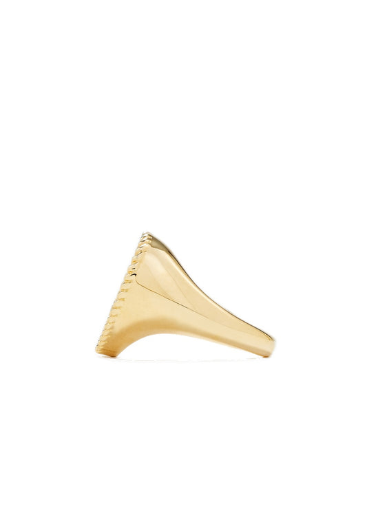 Chevalière Coeur Corail 9K Yellow Gold Diamond Signet Ring
