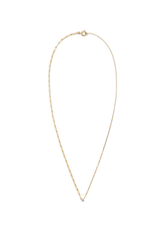 Solitaire Rond 18K Yellow Gold Diamond Necklace