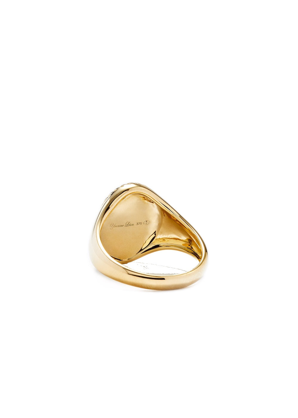 Chevalière Ovale 9k yellow gold, diamond and onyx signet ring
