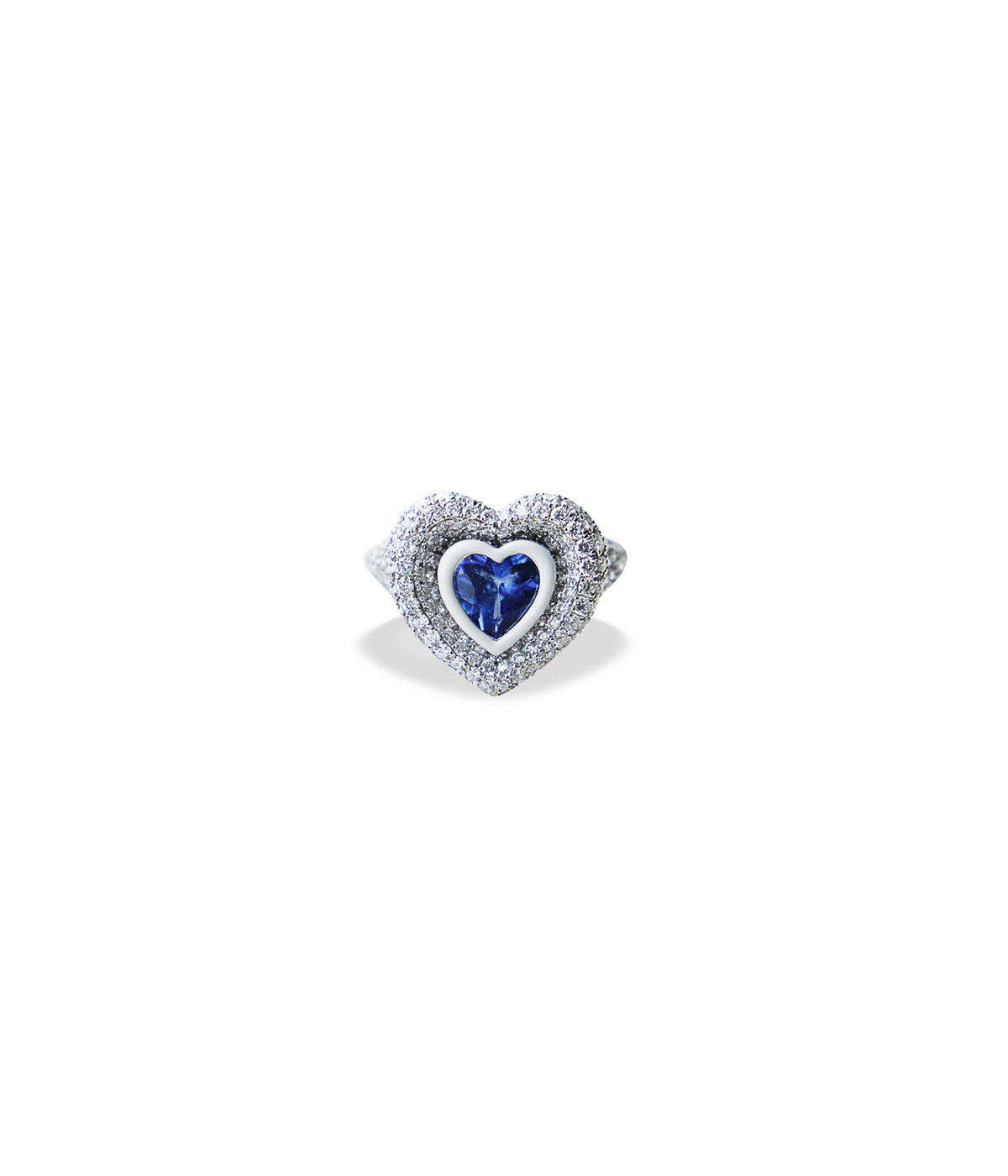 Heart 18k white gold diamond pinky ring