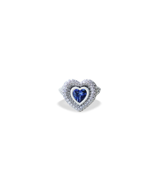 Heart 18K White Gold Diamond Pinky Ring